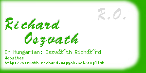 richard oszvath business card